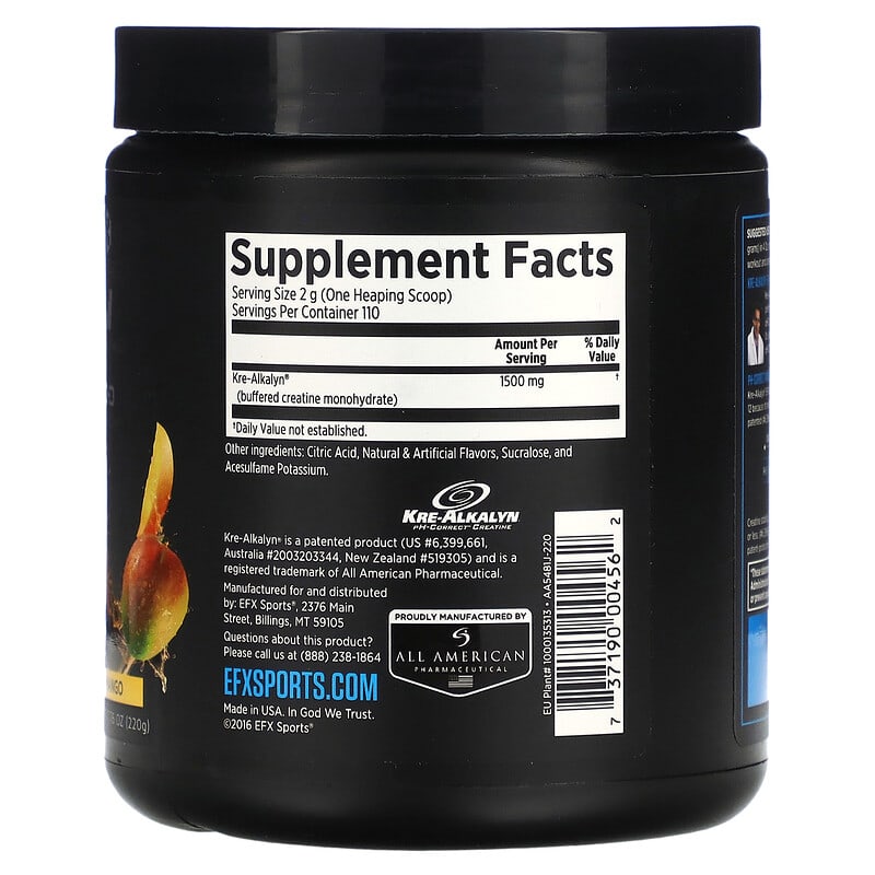 EFX Sports, Kre-Alkalyn EFX Powder, Mango, 7.76 oz (220 g)