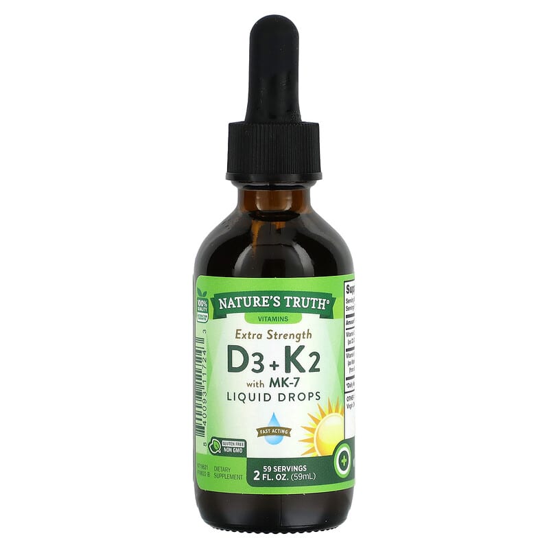 Nature's Truth, Extra Strength D3 + K2 with MK-7 Liquid Drops, 2 fl oz (59 ml)