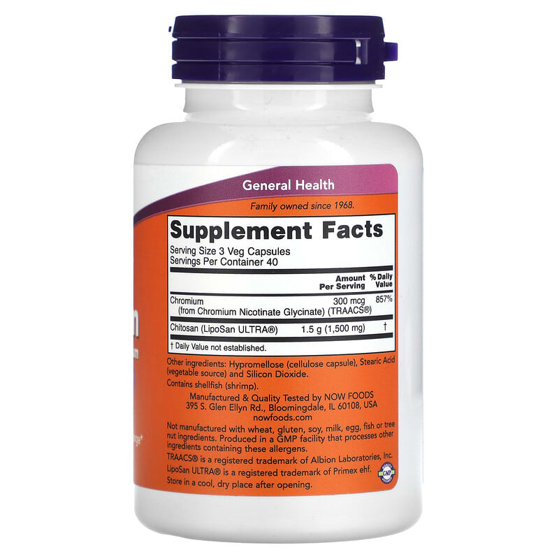 NOW Foods, Chitosan Plus Chromium, 500 mg, 120 Veg Capsules