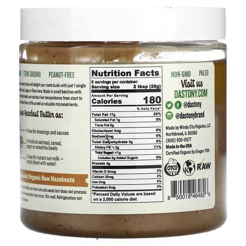 Dastony, Organic Hazelnut Butter, 8 oz (227 g)