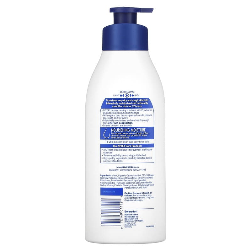 Nivea, Intense Healing Moisture Body Lotion, Very Dry & Rough Skin, 16.9 fl oz (500 ml)