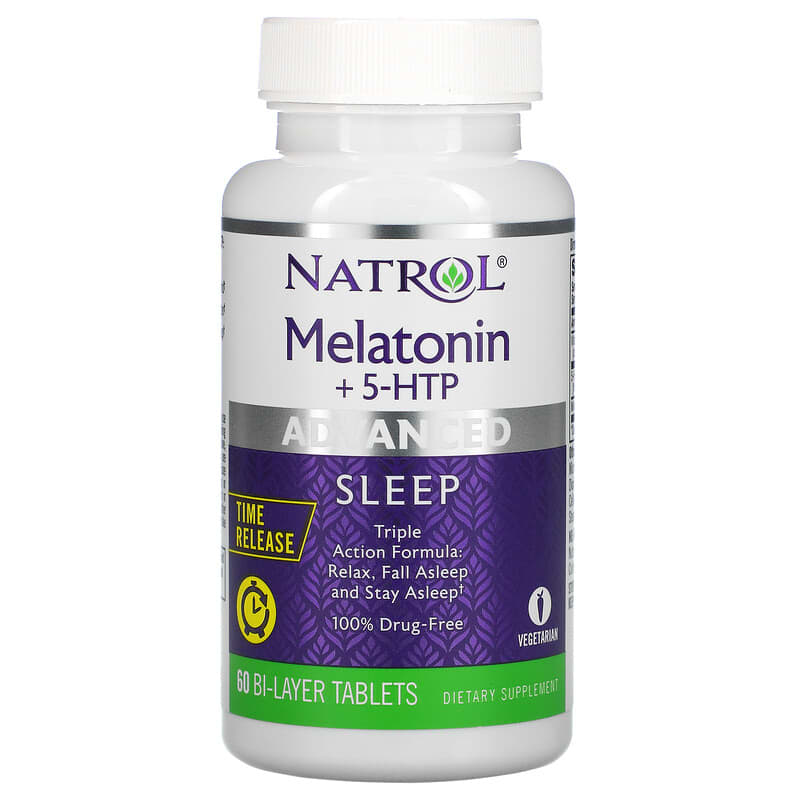 Natrol, Melatonin + 5-HTP, Advanced Sleep, 60 Bi-Layer Tablets