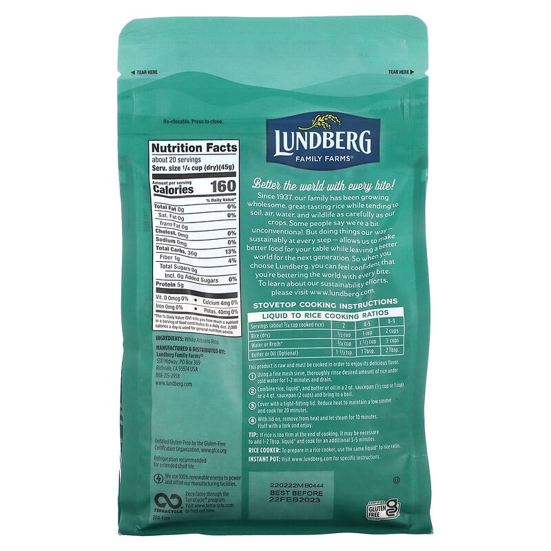 Lundberg, White Arborio Gourmet Rice, 32 oz (907 g)