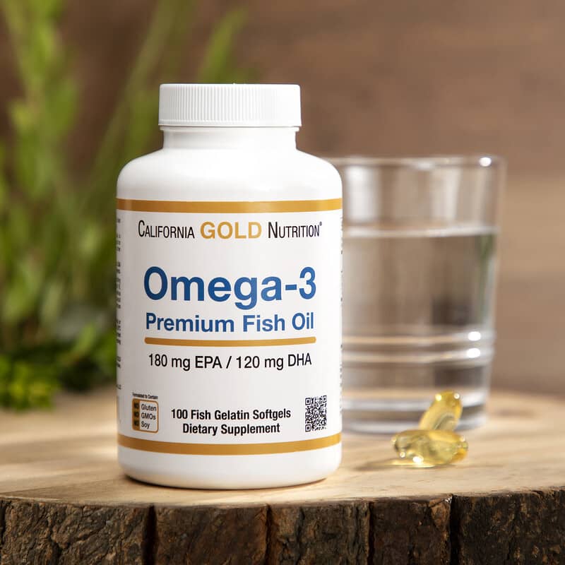 California Gold Nutrition, Omega-3 Premium Fish Oil, 180 EPA / 120 DHA, 100 Fish Gelatin Softgels