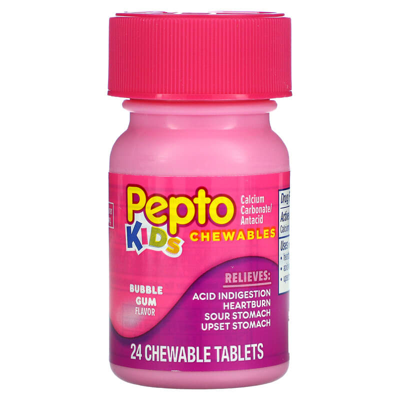 Pepto Bismol, Kids, Pepto Chewables, Bubble Gum,  24 Chewable Tablets