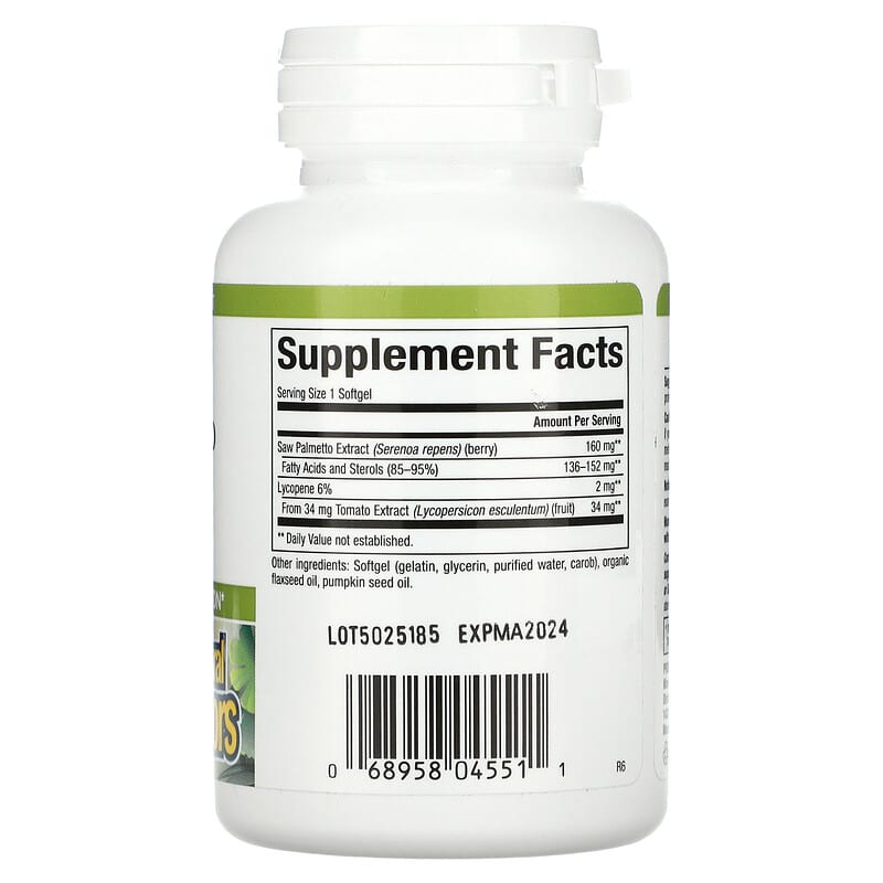 Natural Factors, HerbalFactors, Saw Palmetto with Lycopene, 60 Softgels