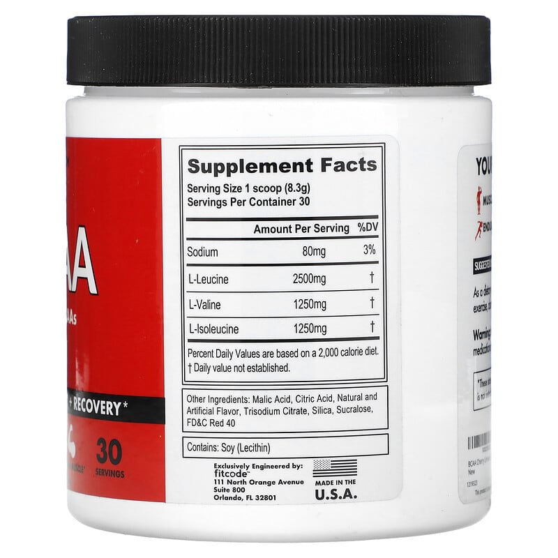 FITCODE, BCAA, Cherry Limeade, 5 g, 8.8 oz (249 g)