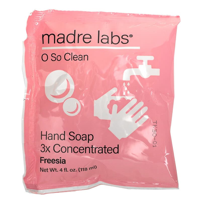 Madre Labs, Hand Soap, 3x Concentrate Refill, Freesia, 6 Pouches, 4 fl oz (118 ml) Each