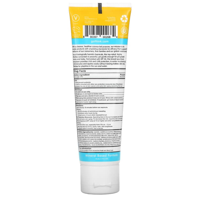 think, Thinkbaby, Sunscreen, SPF 50, 3 fl oz (89 ml)