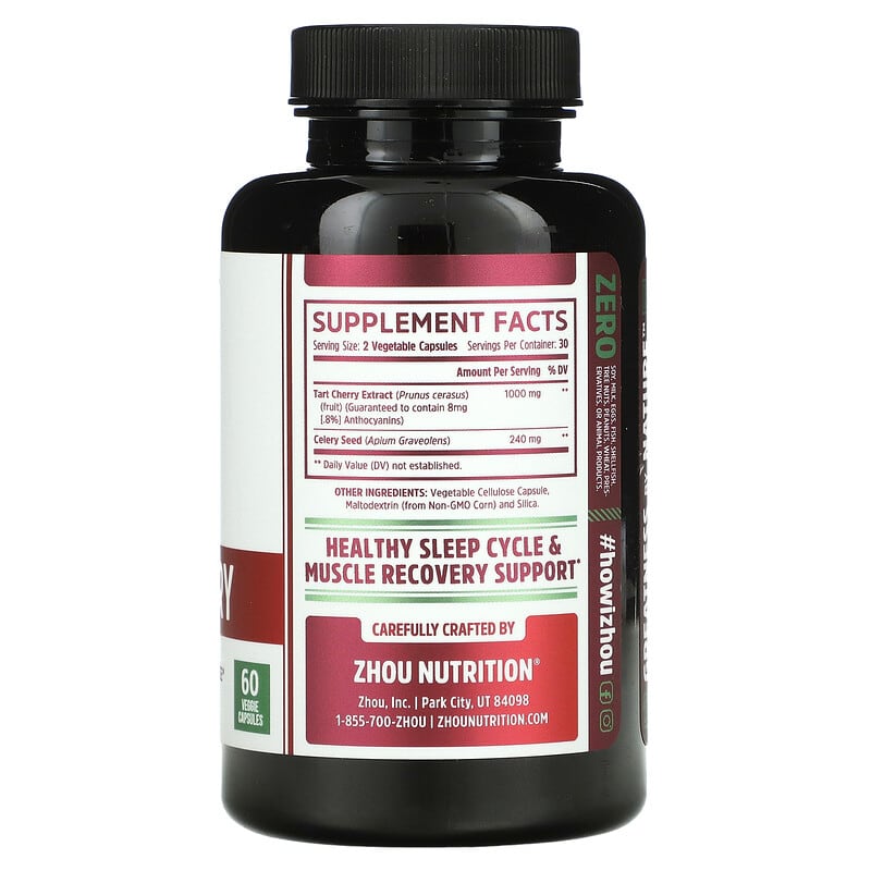 Zhou Nutrition, Tart Cherry Extract + Celery Seed, 60 Veggie Capsules