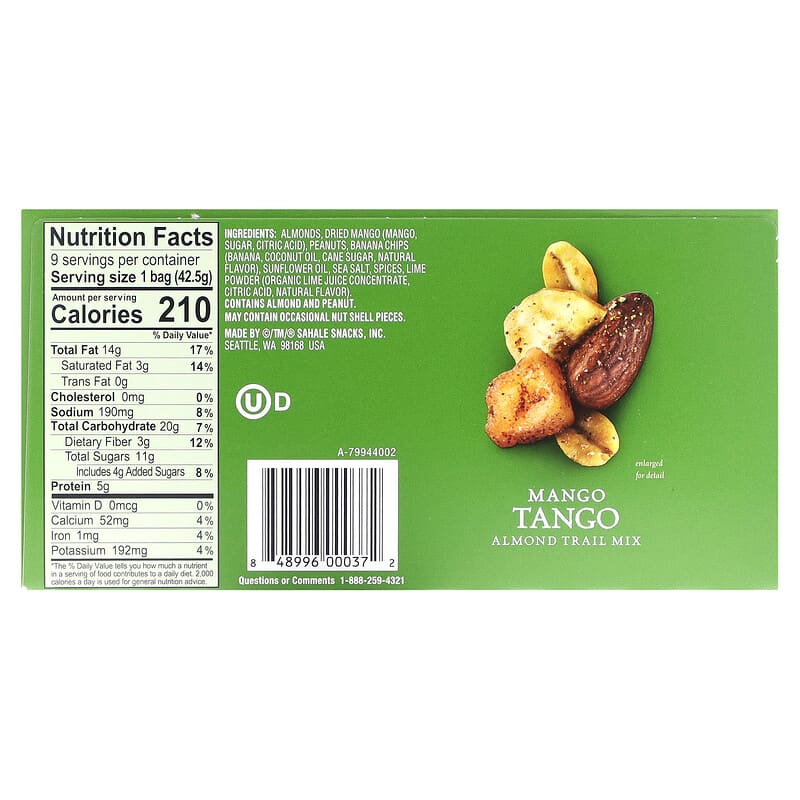 Sahale Snacks, Mango Tango Almond Trail Mix, 9 Packs, 1.5 oz (42.5 g) Each