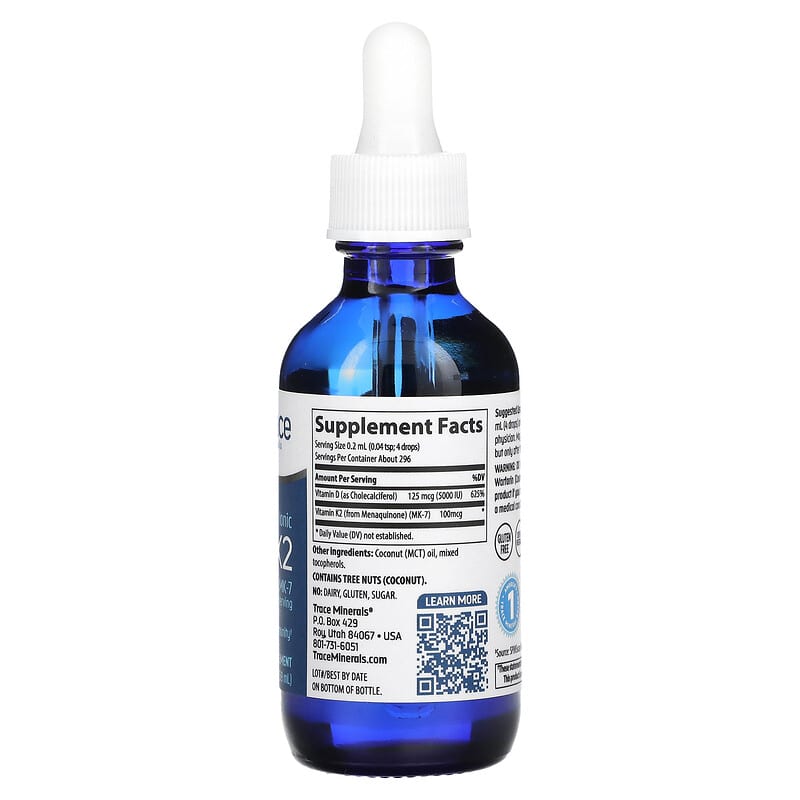 Trace Minerals ®, Ionic D3 + K2, 2 fl oz (59 ml)