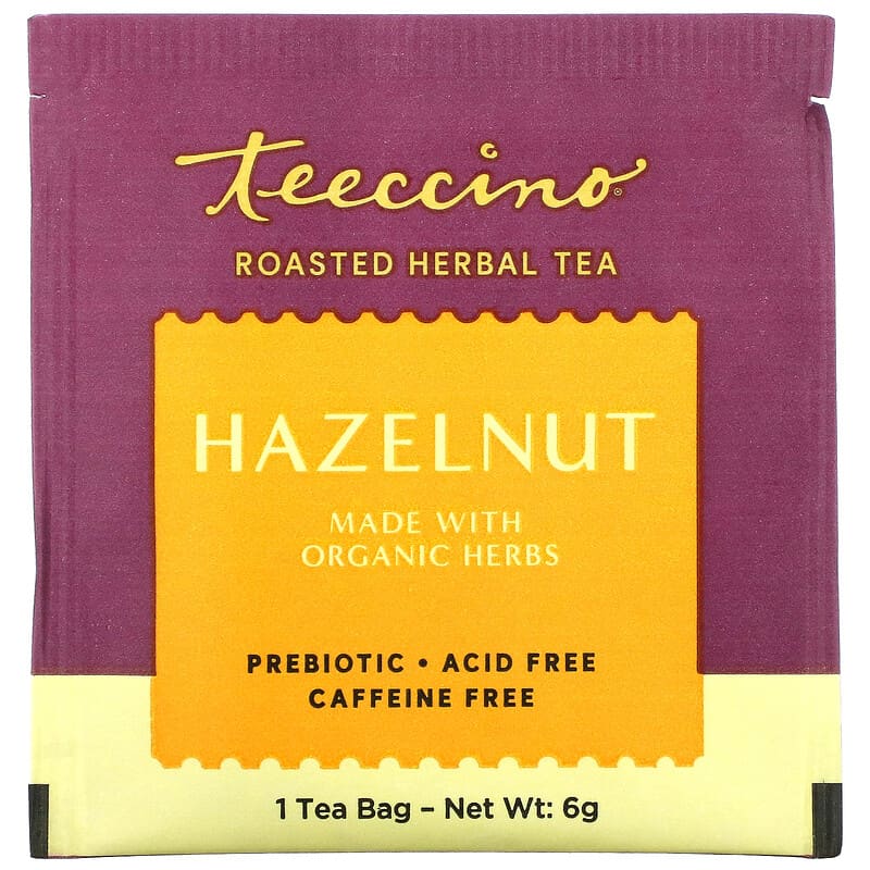 Teeccino, Roasted Herbal Tea, Hazelnut, Caffeine Free, 25 Tea Bags, 5.3 oz (150 g)