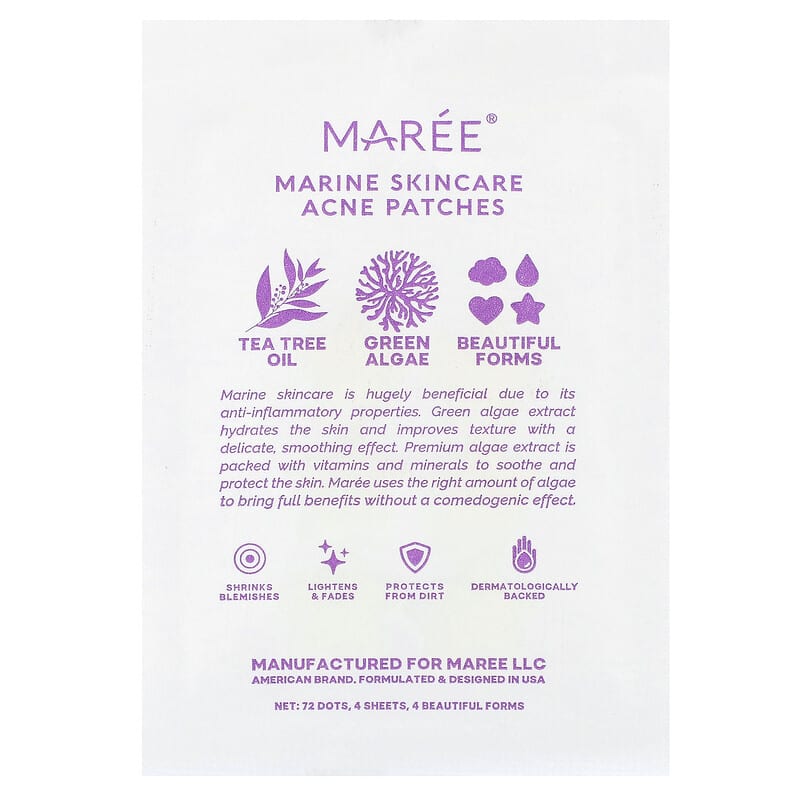 Maree, Marine Skincare Acne Patches, 72 Dots