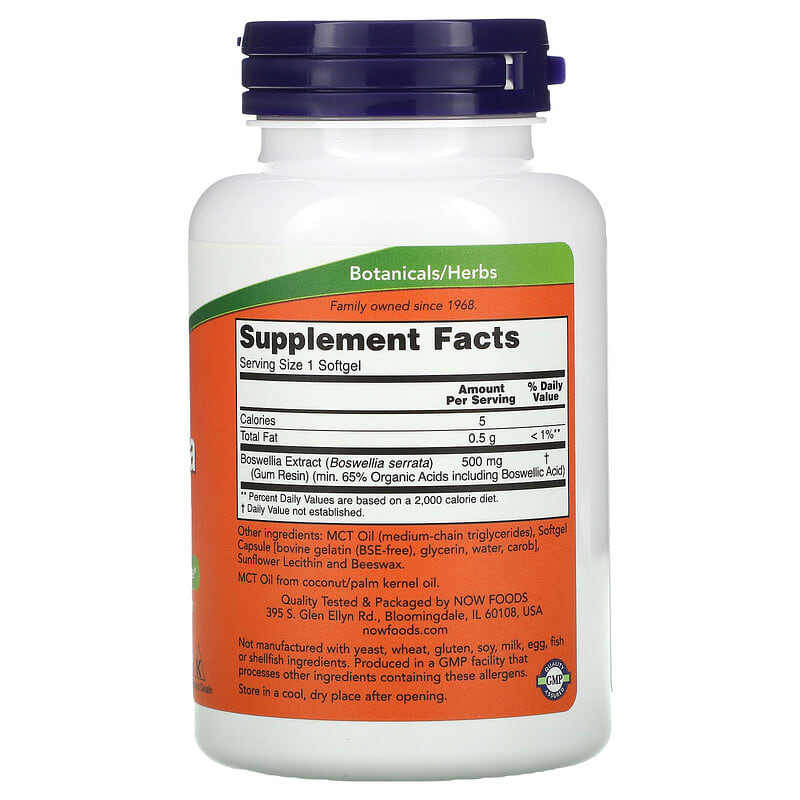 NOW Foods, Boswellia Extract, 500 mg, 90 Softgels