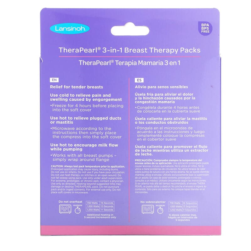 Lansinoh, TheraPearl, 3-in-1 Breast Therapy, 2 Reusable Packs and Soft Covers