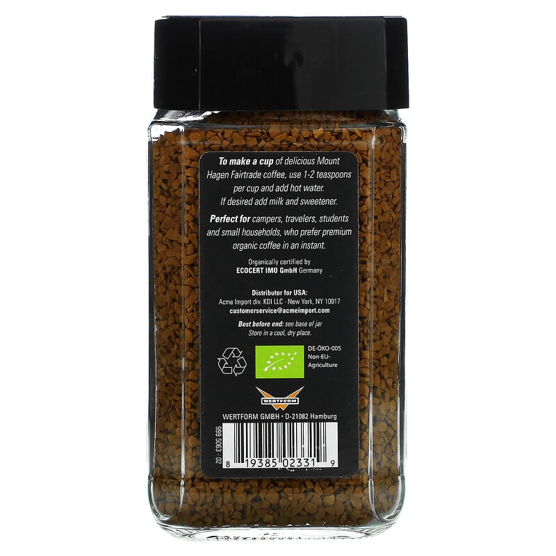 Mount Hagen, Organic Fairtrade Instant Coffee, 3.53 oz (100 g)