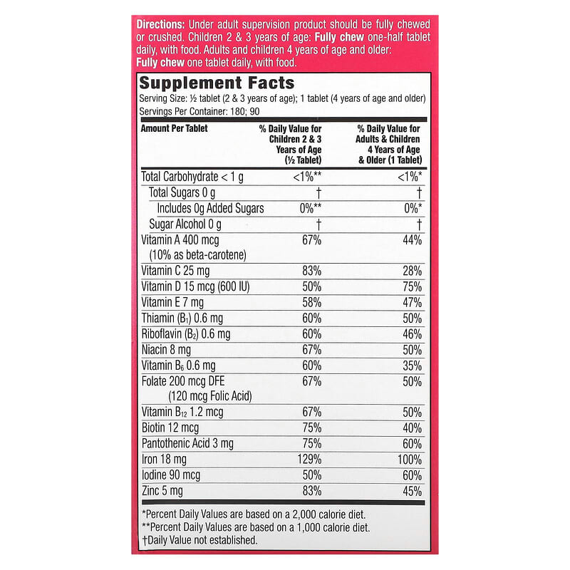 Flintstones, Children's Multivitamin, Plus Extra Iron, 90 Chewable Tablets