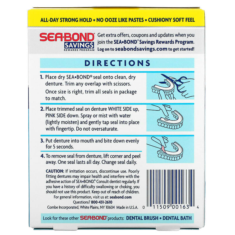 SeaBond, Denture Adhesive Seals, Original, 15 Lowers