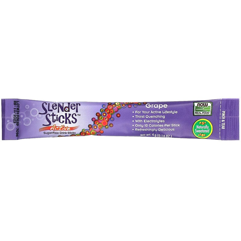 NOW Foods, Real Food, Slender Sticks, Active, Grape, 12 Sticks, 1,7 oz (48 g)