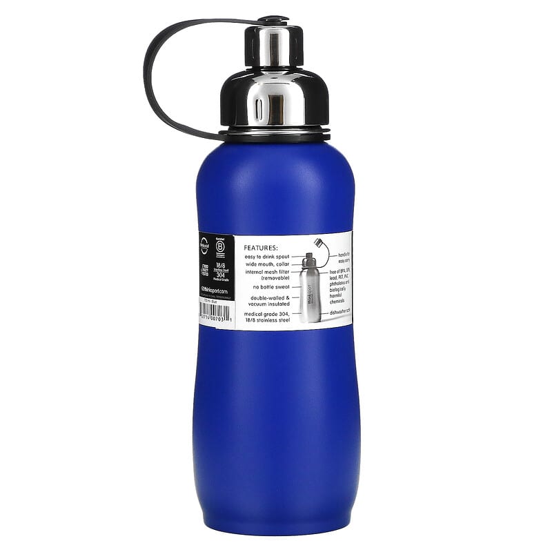 think, Thinksport, Insulated Sports Bottle, Blue, 25 oz (750 ml)