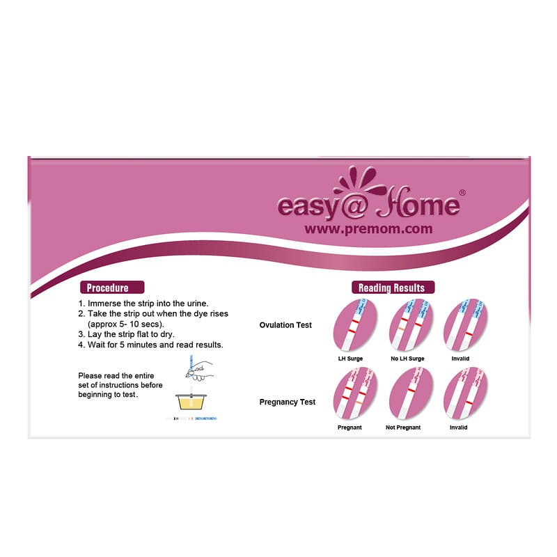 Easy@Home, Ovulation Test Kit, 50 LH Tests, 20 HCG Tests