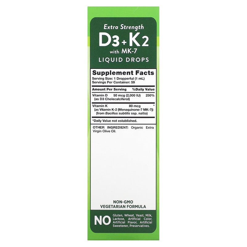 Nature's Truth, Extra Strength D3 + K2 with MK-7 Liquid Drops, 2 fl oz (59 ml)