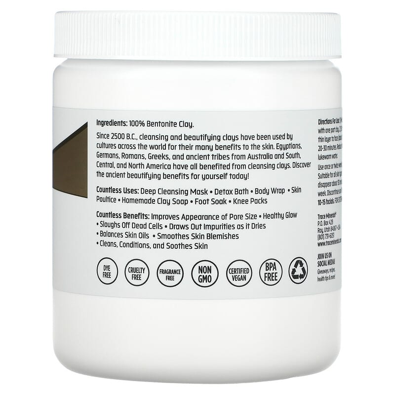 Trace Minerals ®, TM Skincare, Bentonite Clay, Detoxifying Clay, 16 oz (454 g)