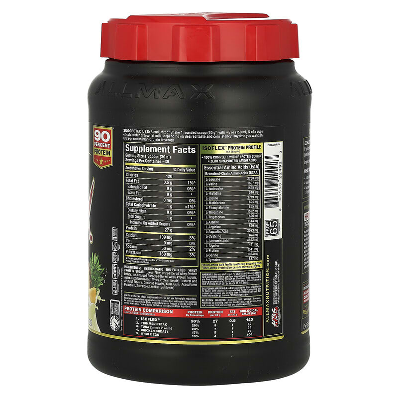 ALLMAX, Isoflex, Pure Whey Protein Isolate, Pineapple Coconut, 2 lbs (907 g)