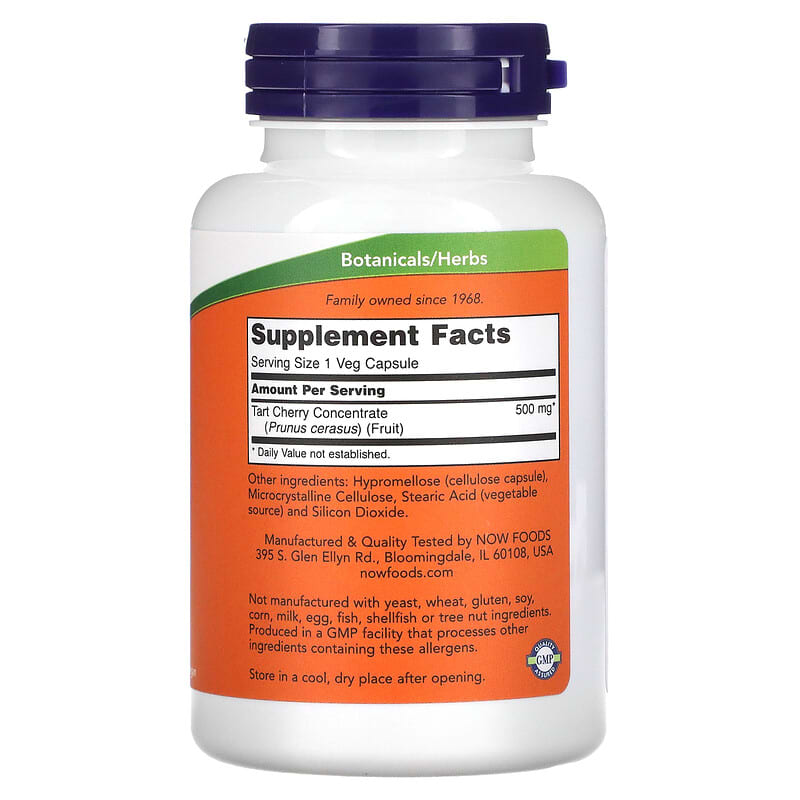 NOW Foods, Tart Cherry, 500 mg, 90 Veg Capsules