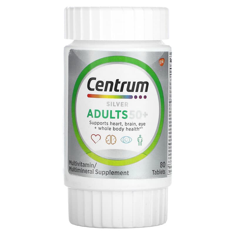 Centrum, Silver, Adults 50+, 80 Tablets