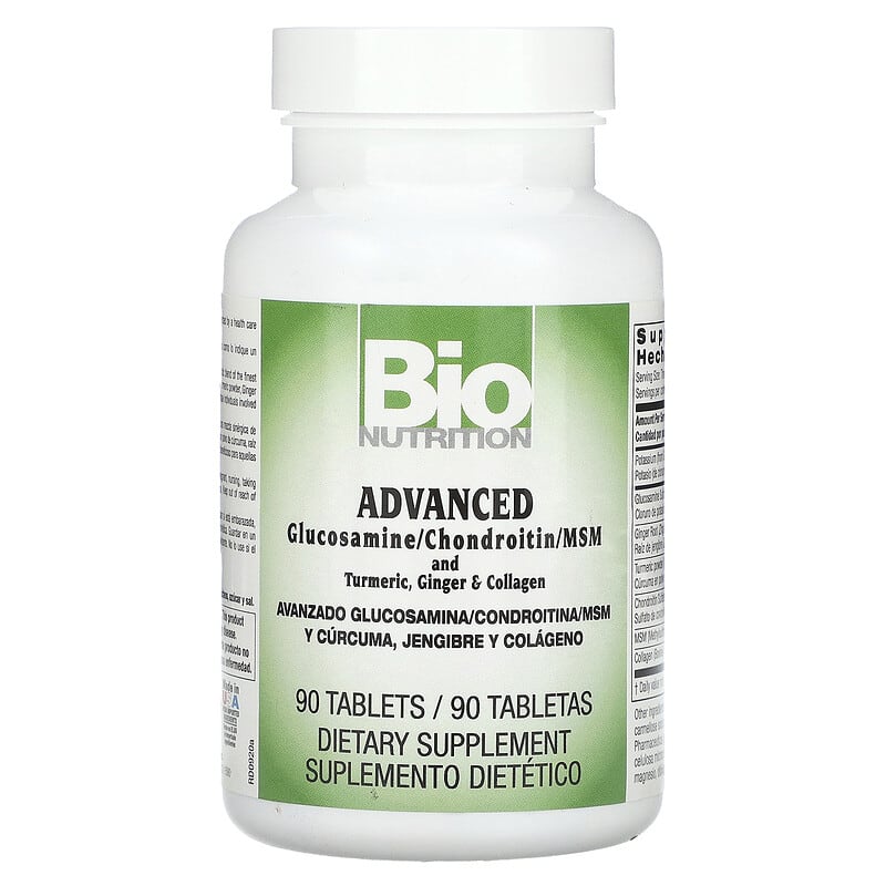 Bio Nutrition, Advanced, Glucosamin/Chondroitin/MSM and Turmeric, Ginger & Collagen, 90 Tablets