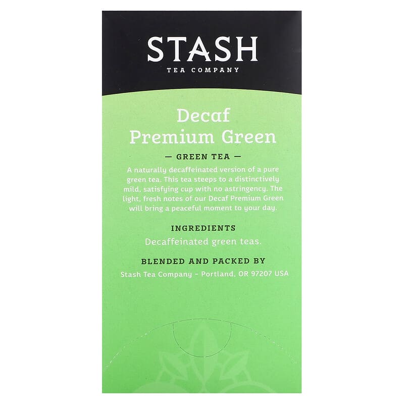 Stash Tea, Premium Green Tea, Decaf , 18 Tea Bags, 1.1 oz (33 g)