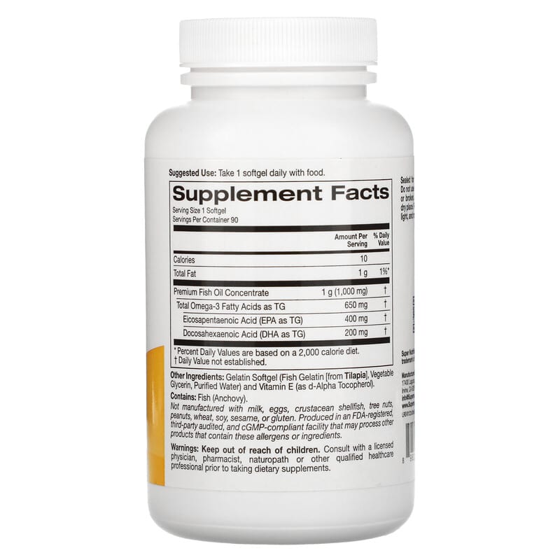 Super Nutrition, Omega-3 Fish Oils, 1,000 mg, 90 Fish Softgels
