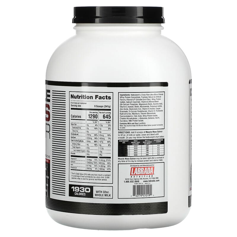 Labrada Nutrition, Muscle Mass Gainer with Creatine, Vanilla, 6 lbs (2722 g)