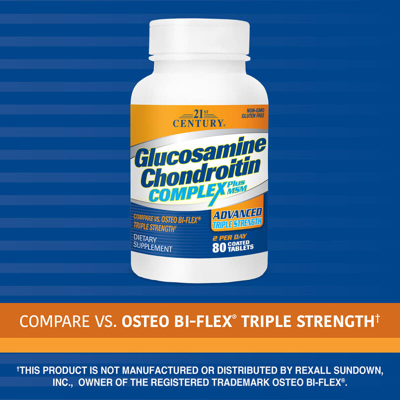 21st Century, Glucosamine Chondroitin Complex Plus MSM, Advanced Triple Strength, 80 Tablets