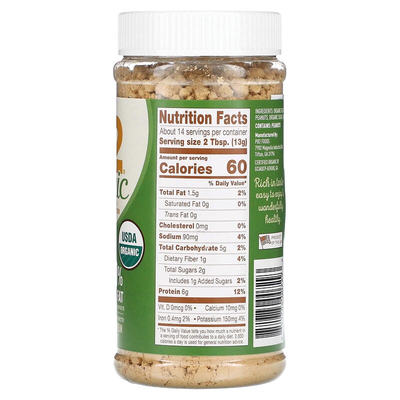 PB2 Foods, The Original PB2, Organic Powdered Peanut Butter, 6.5 oz (184 g)