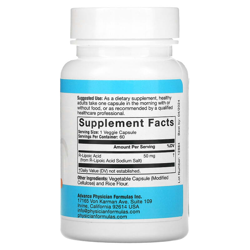 Advance Physician Formulas, Inc., R-Lipoic Acid, 50 mg, 60 Vegetable Capsules