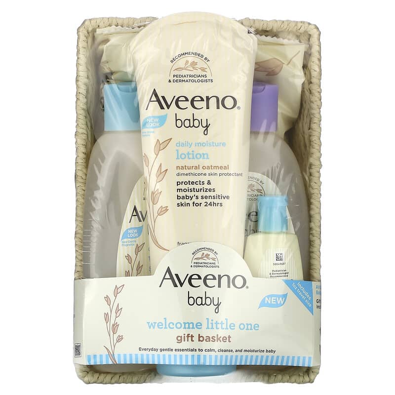 Aveeno, Baby, Welcome Little One Gift Basket , 6 Piece Set