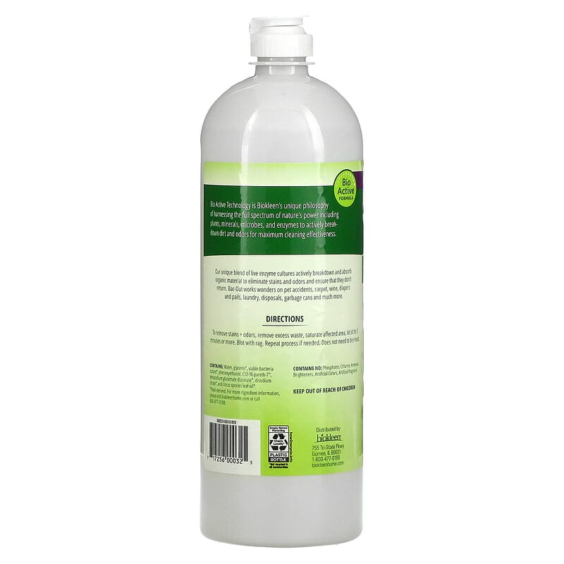 Biokleen, Bac-Out, Stain + Odor Remover, Lime Essence, 32 fl oz (946 ml)