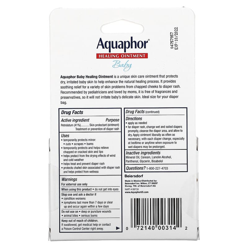 Aquaphor, Baby Healing Ointment, 2 Tubes, 0.35 oz (10 g) Each