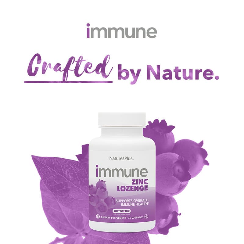 NaturesPlus, Immune Zinc, Berry, 60 Lozenges