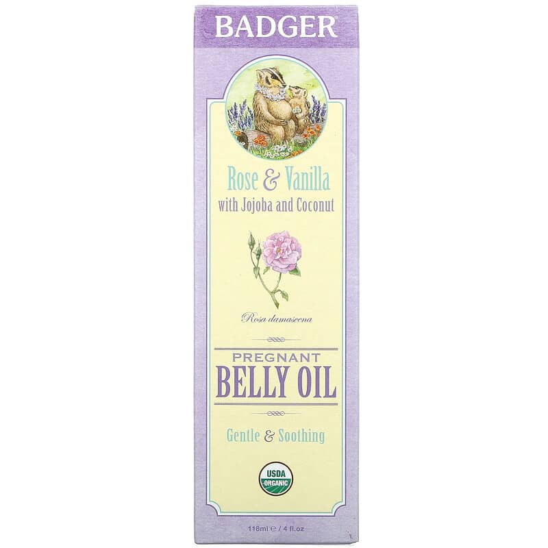 Badger Company, Pregnant Belly Oil, Rose & Vanilla, 4 fl oz (118 ml)