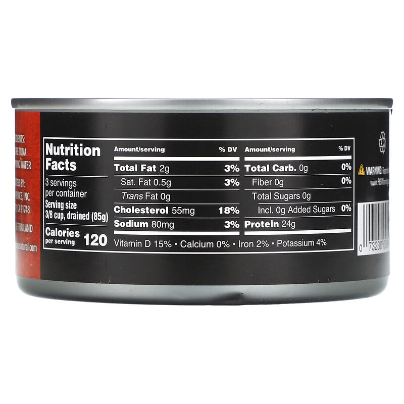 Crown Prince Natural, Albacore Tuna, Solid White - No Salt Added, In Spring Water, 12 oz (340 g)