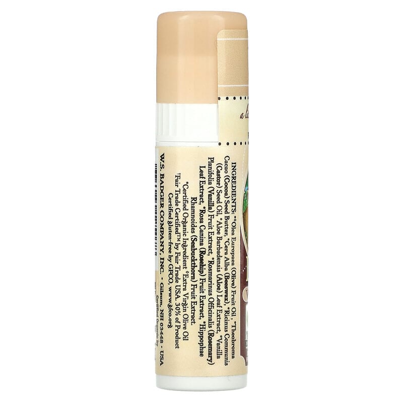 Badger Company, Cocoa Butter Lip Balm, Vanilla Bean, 0.25 oz (7 g)