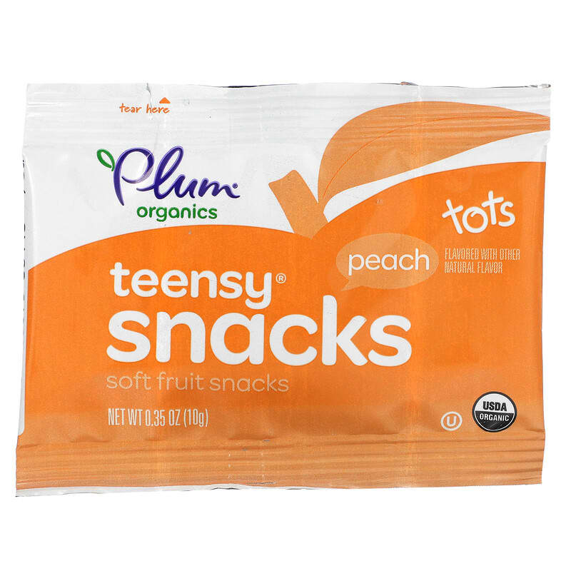 Plum Organics, Teensy Soft Fruits Snacks, Tots, Peach, 5 Packs, 0.35 oz (10 g) Each