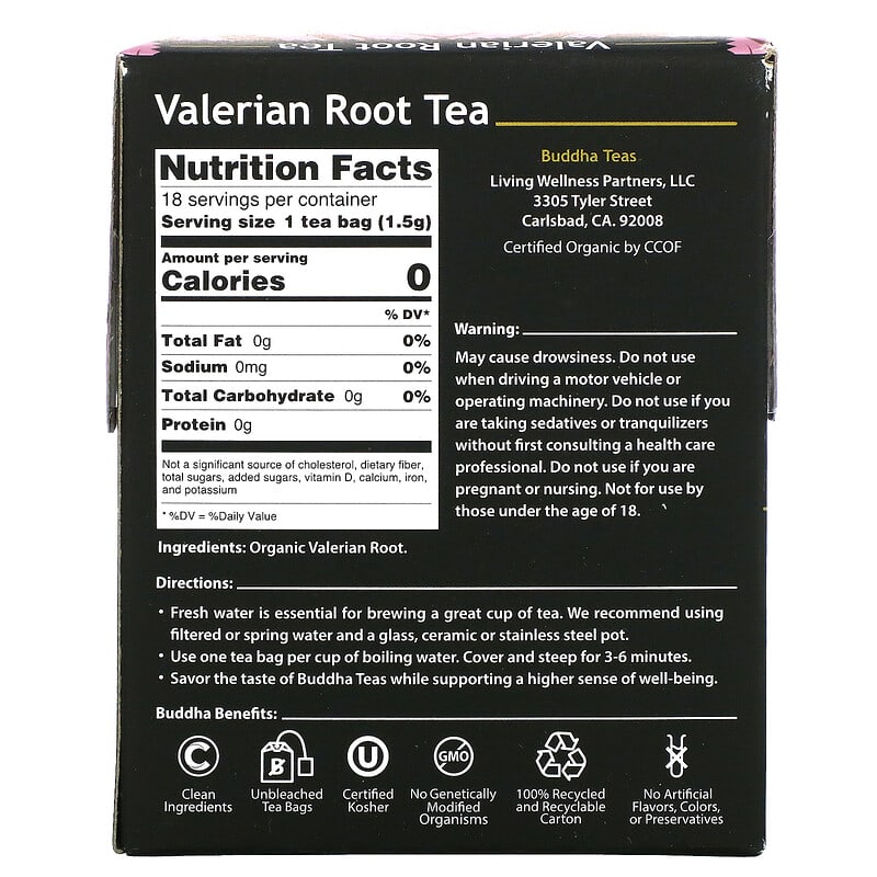 Buddha Teas, Valerian Root Tea, 18 Tea Bags, 0.95 oz (27 g)