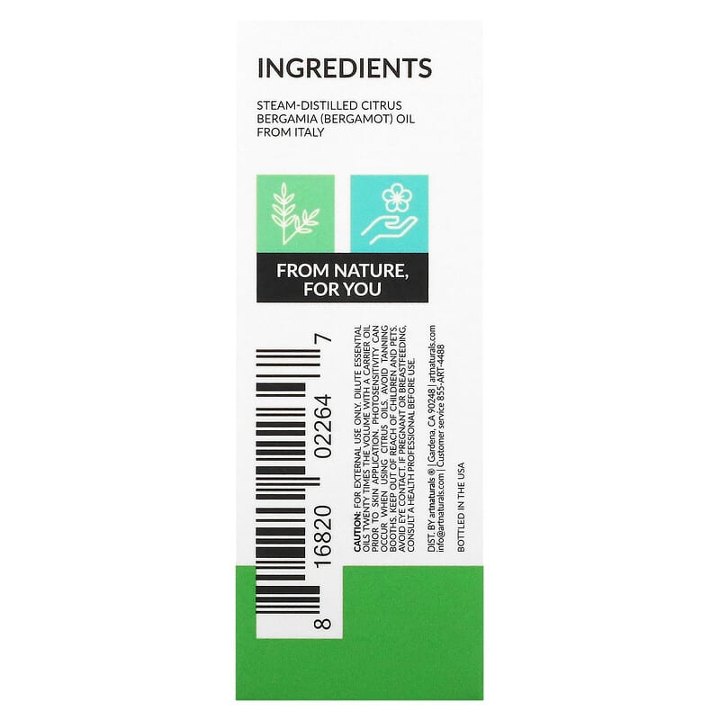artnaturals, Bergamot Oil, 0.5 fl oz (15 ml)