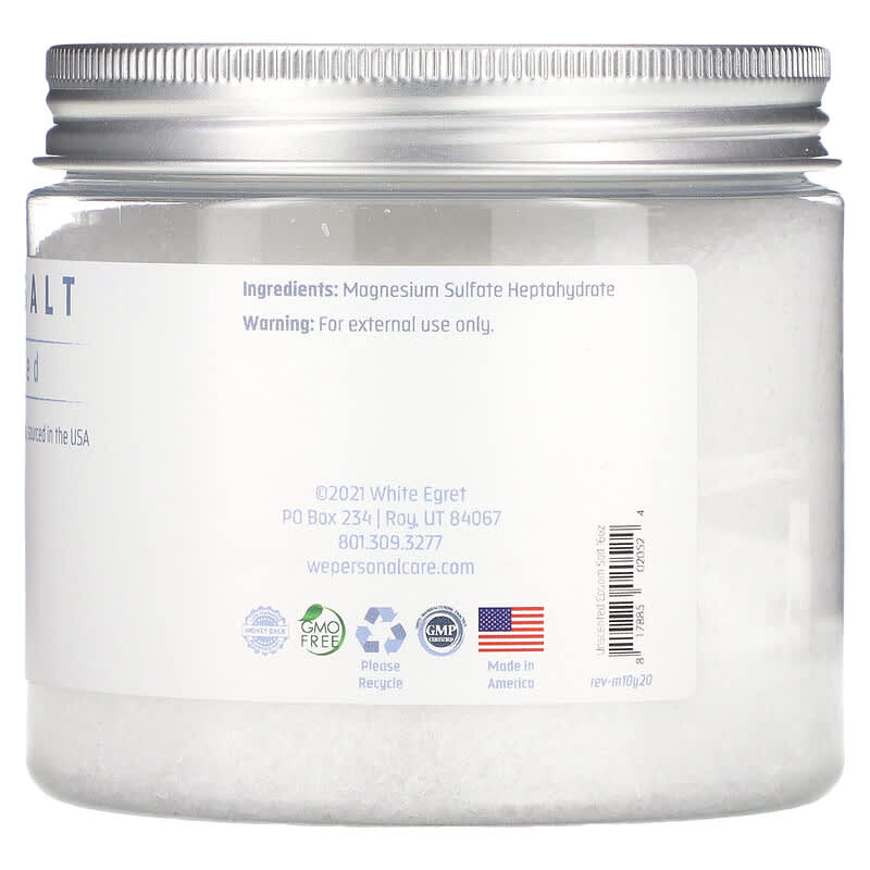 White Egret Personal Care, Epsom Salt, Unscented, 16 oz (454 g)