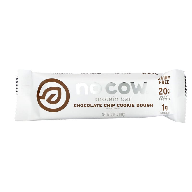 No Cow, Protein Bar,  Chocolate Chip Cookie Dough, 12 Bars, 2.12 oz (60 g) Each